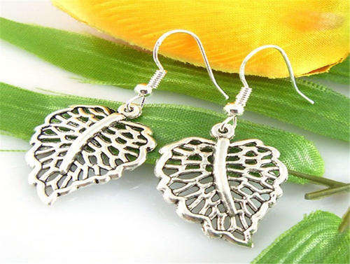 Charm Lady Fashion Jewellery Silver Tree leaf Stud Earrings